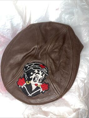 Harley Davidson Hat Cap Brown Leather Betty Boop